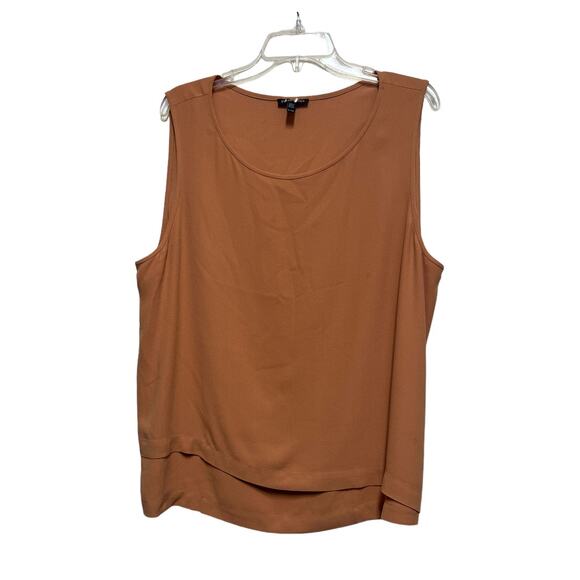 Eileen Fisher 100% Silk Warm Brown Sleeveless Shell Minimalist Business Tank XL - Picture 1 of 6